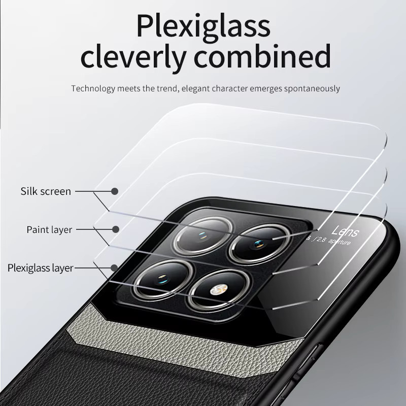 EUCAGR Handyhülle aus Acryl und PU-Leder für Xiaomi 14T, 14T Pro, 15 Ultra und 15S Pro mit Kameraschutz in Schwarz - Bild 3