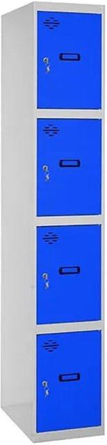 PROREGAL Spind AMEGO Schließfach Garderobe mit 4 Abteilen, Grau-Blau, H x B x T: 180 x 40 x 50 cm - Bild 1