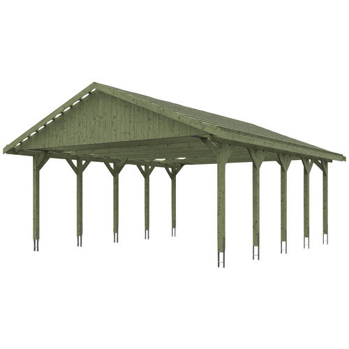 Skan Holz Carport Wallgau Satteldach aus Nadelholz in Grün, B/T: 620 x 750 cm, Höhe: 354 cm - Bild 3