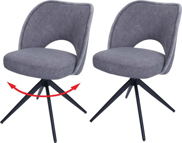 2er-Set MCW Esszimmerstuhl N72 Polster-Küchenstuhl drehbar mit Auto-Return in Dunkelgrau aus Stoff/Textil mit Öko-Tex Zertifizierung - Bild 1