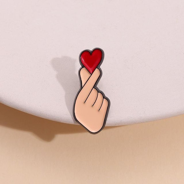 Happypilot Brosche, Cartoon Fingerherz, Legierung, Rot, Unisex - Bild 1