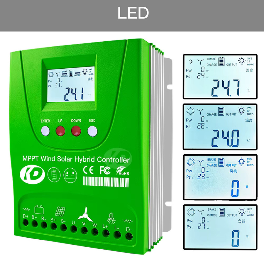 MARS ROCK Wind-Solar-Hybrid-Laderegler MPPT 2000W für 12V/24V oder 24V/48V, Farbe: Grün, geeignet für Lithium-, Blei-, Gel-Batterien - Bild 3