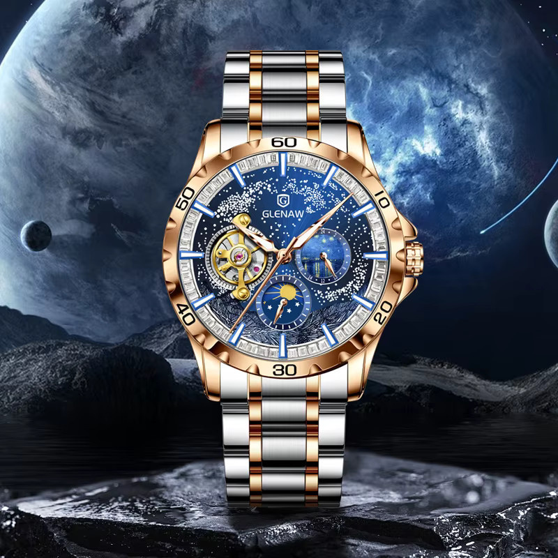 GLENAW Armbanduhr Automatik, Edelstahl, Blau, Herren - Bild 2