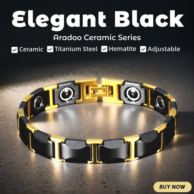 Aradoo Armband, Titan, Stahl, Keramik, Magnetisch, Hämatit, Unisex - Bild 1