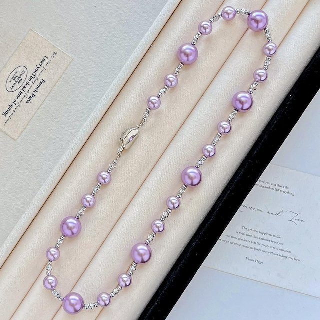 Shijia Halskette, Perle, Lila, Damen, Vintage - Bild 1
