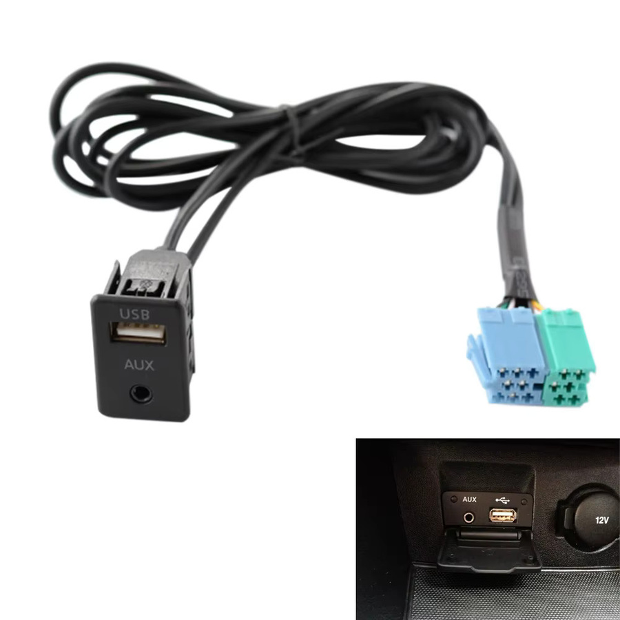 Radio Extension Aux USB Port Adapter Kabel in Schwarz - Bild 2