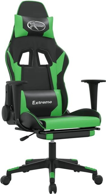 vidaXL Gaming-Stuhl in Schwarz und Grün aus Kunstleder mit Fußstütze und Kopfstütze - Bild 1
