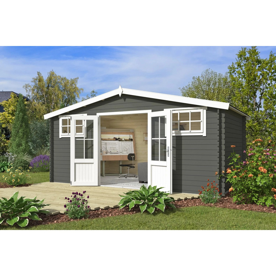 Lasita Gartenhaus Washington Satteldach in Grüngrau lasiert B/H/T: 518,6 x 245,1 x 396 cm - Bild 2
