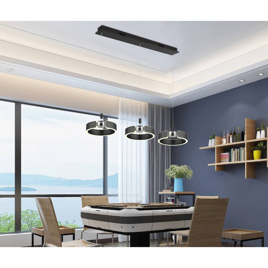 POCOline LED-Pendelleuchte Rings in Schwarz aus Metall mit Fernbedienung, B/H/T: 22 x 120 x 82 cm - Bild 2