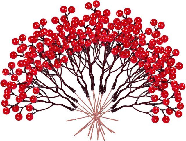 5 oder 10 Stück Künstliche Holly Pflanzen mit roten Beeren von smr für Weihnachten, Hochzeit und Party Dekoration - Bild 1