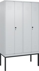 C+P PSA Doppel-Spind Classic PLUS Garderobenschrank mit 4 Abteilen, Grau, B/H/T: 120 x 212 x 50 cm - Bild 1