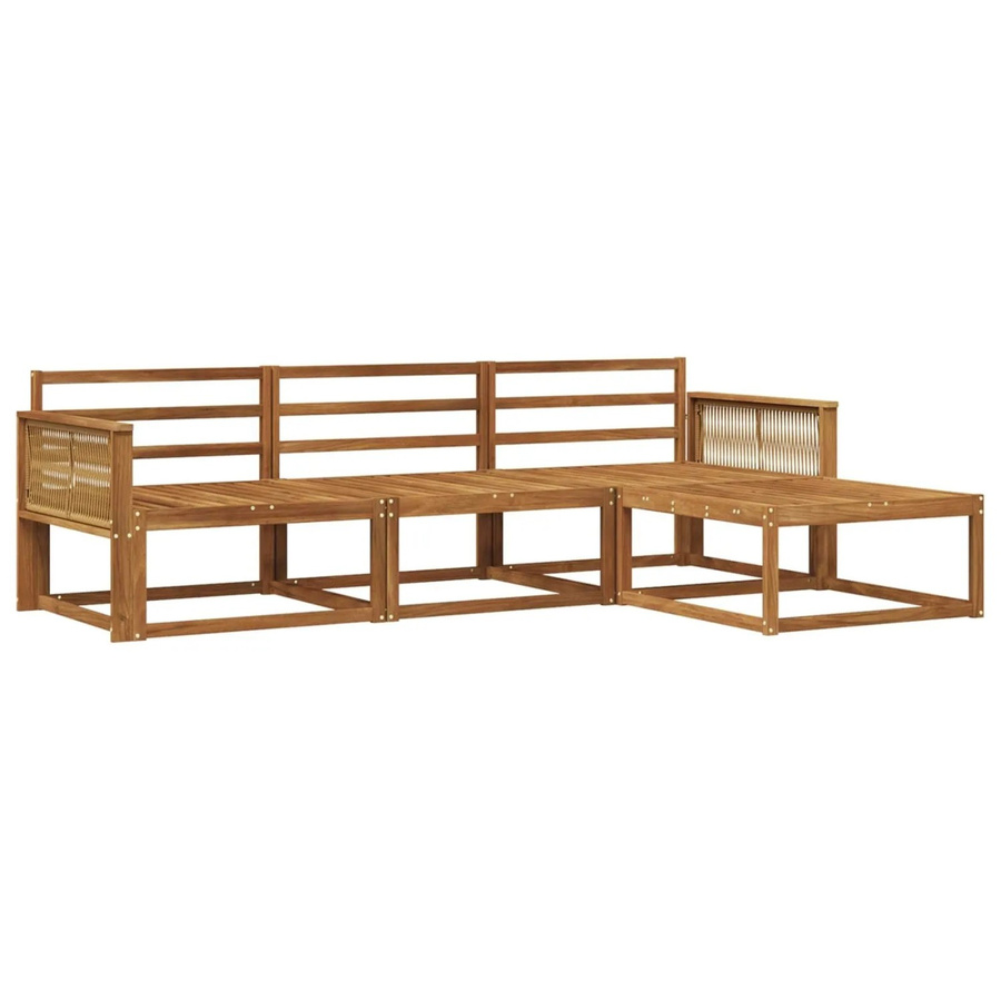 vidaXL Outdoor-Sofagarnitur aus Massivholz Akazie in Braun, 4-teiliges L-Shape Set mit Hocker und Mittelsofas - Bild 2
