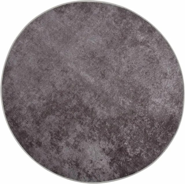 Runder vidaXL Teppich in Grau mit abstraktem Design, waschbar und rutschfest, Durchmesser: 200 cm - Bild 1