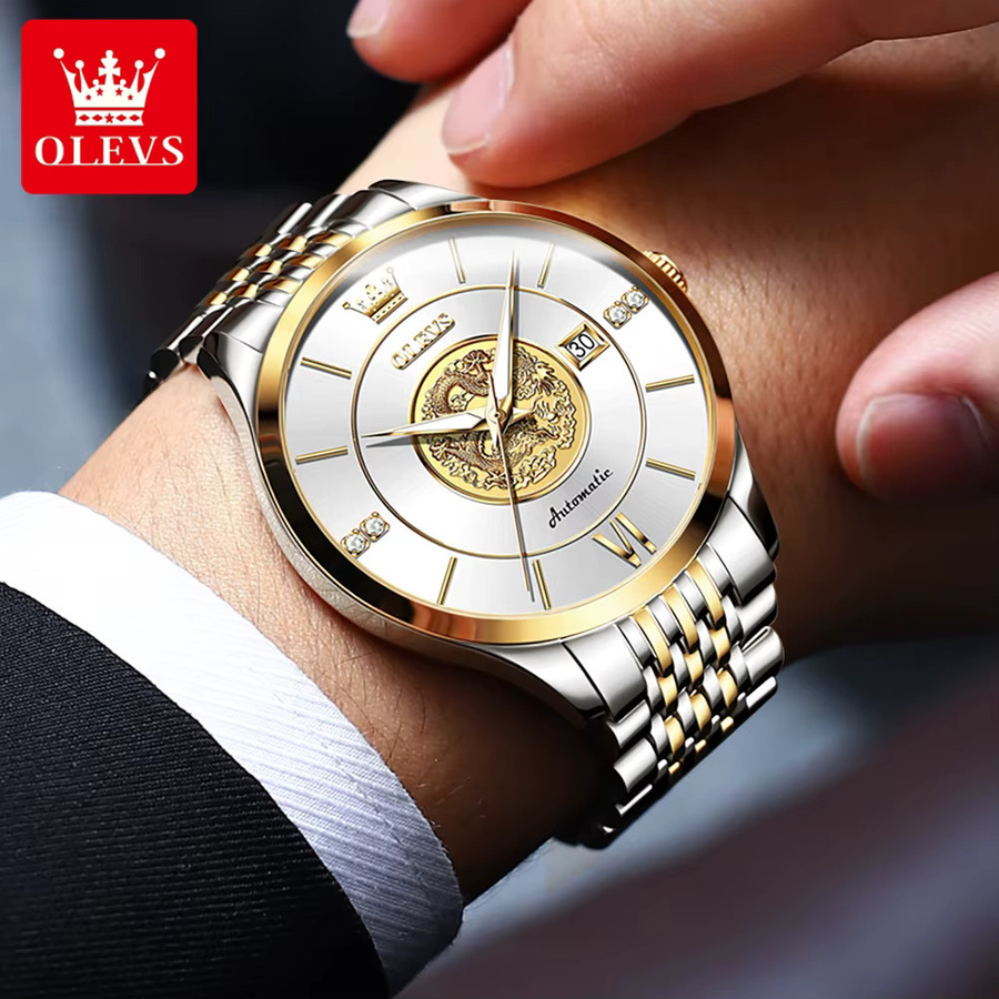 OLEVS Armbanduhr, Gold, Automatik, Edelstahl, Herren - Bild 4