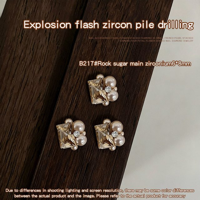 Kaniu Nageldekoration, Zirkonia Cluster Strass, Champagner, Glänzend - Bild 1