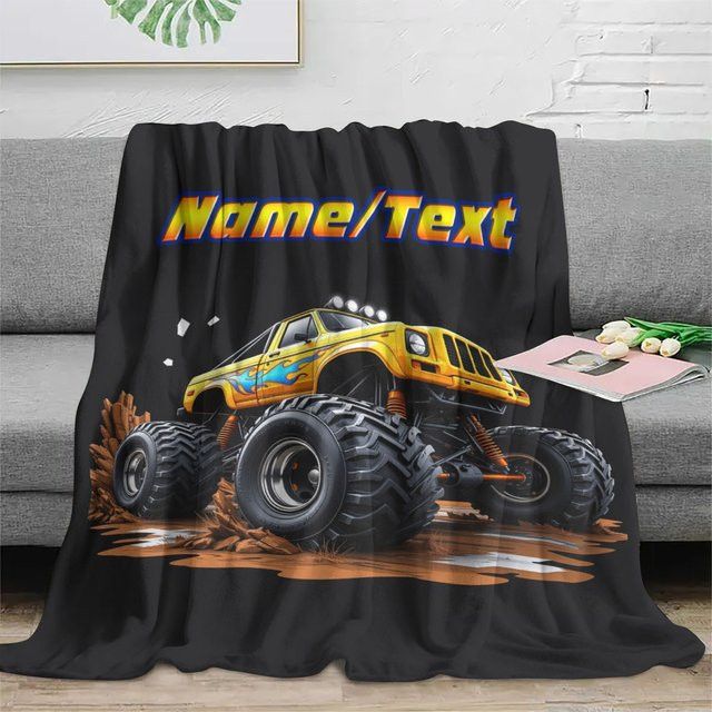 Personalisierte Flanelldecke von ZIZ in Schwarz für Sofa, Bett und Reisen - Bild 1