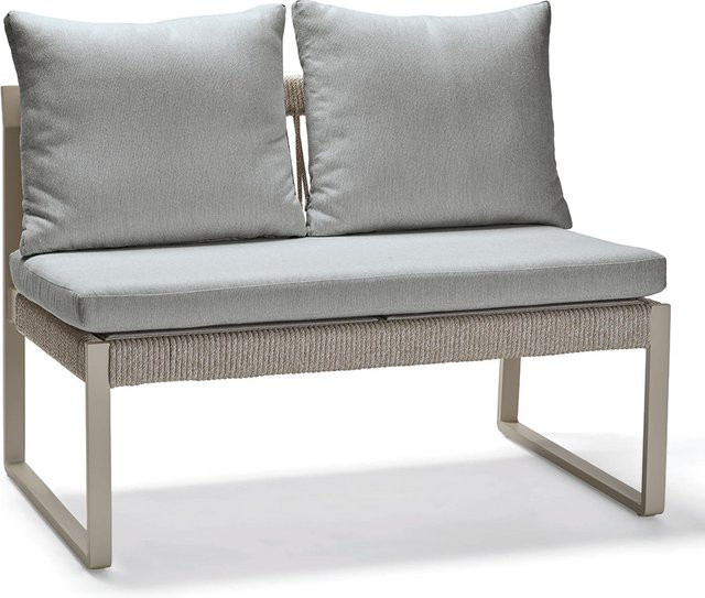 Stern Bank Tammo 2-Sitzer aus Aluminium in Greige mit Kordel und Kissenset aus 100% Polyacryl in Granitgrau - Bild 1