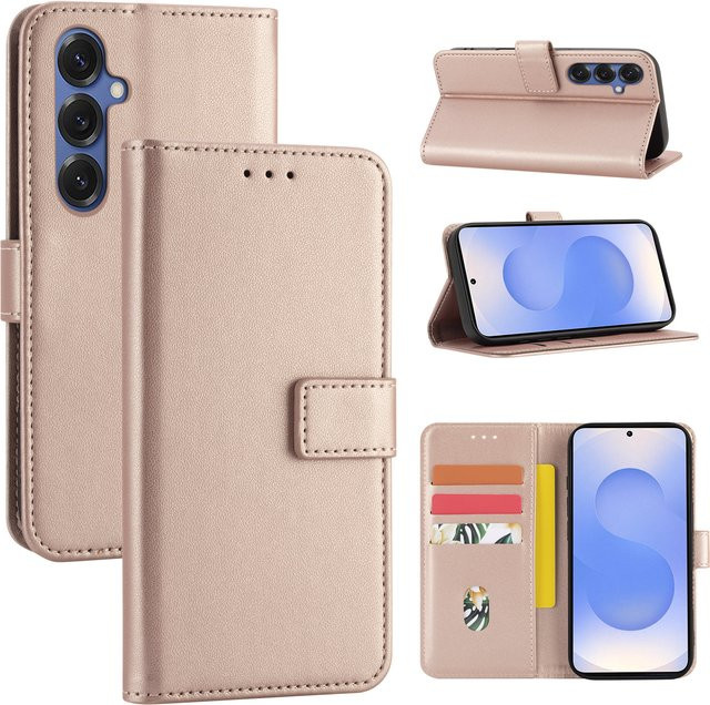 Samsung A56 Serie Schutzhülle Flip Wallet Case aus Kunstleder mit Kartenfach in Schwarz oder Beige - Bild 1
