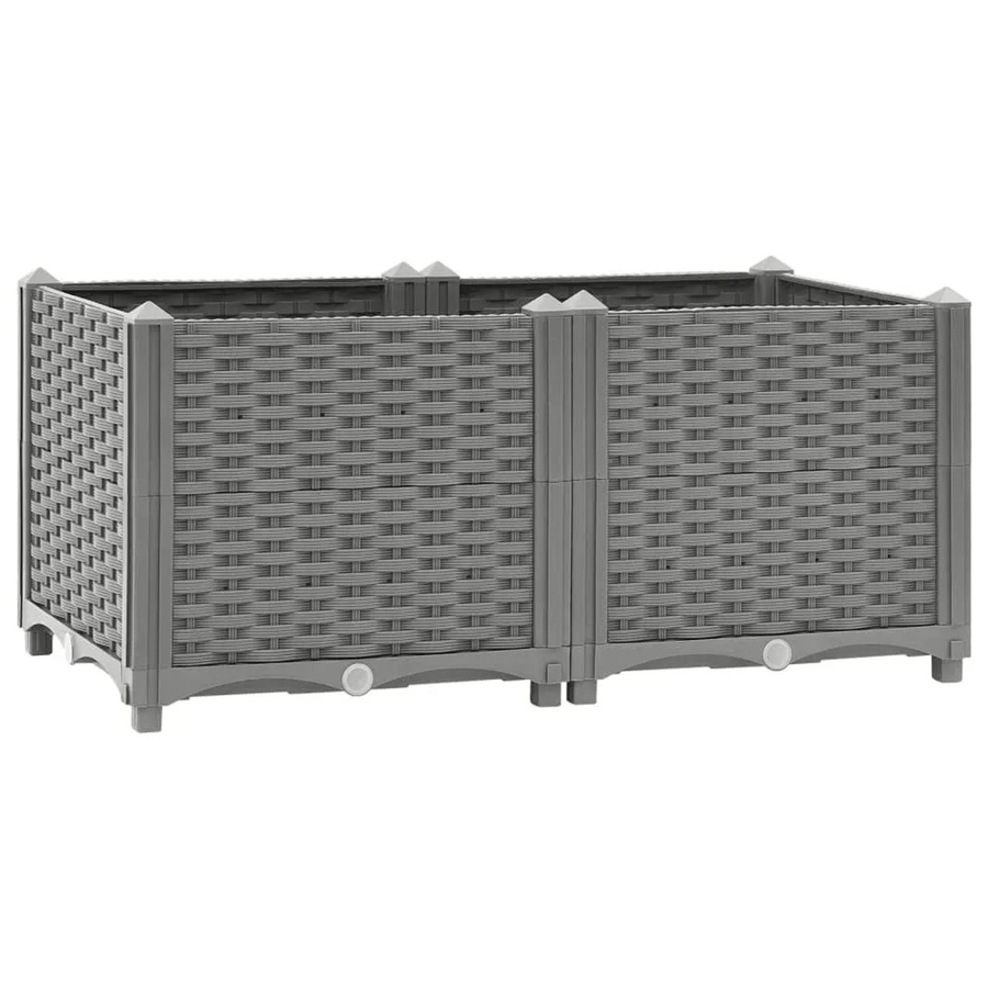 Hochbeet furnicato in Rattan-Optik aus Polypropylen, Farbe: Grau, B/T/H: 80 x 40 x 38 cm - Bild 2