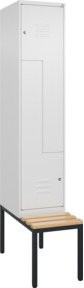 C+P Z-Spind Classic PLUS Sitzbank mit 2 Fächern und Zylinderschloss, Buche-Hartholz, Farbe: Weiß/Grau, B/T/H: 212,0 x 40,0 x 81,5 cm - Bild 1