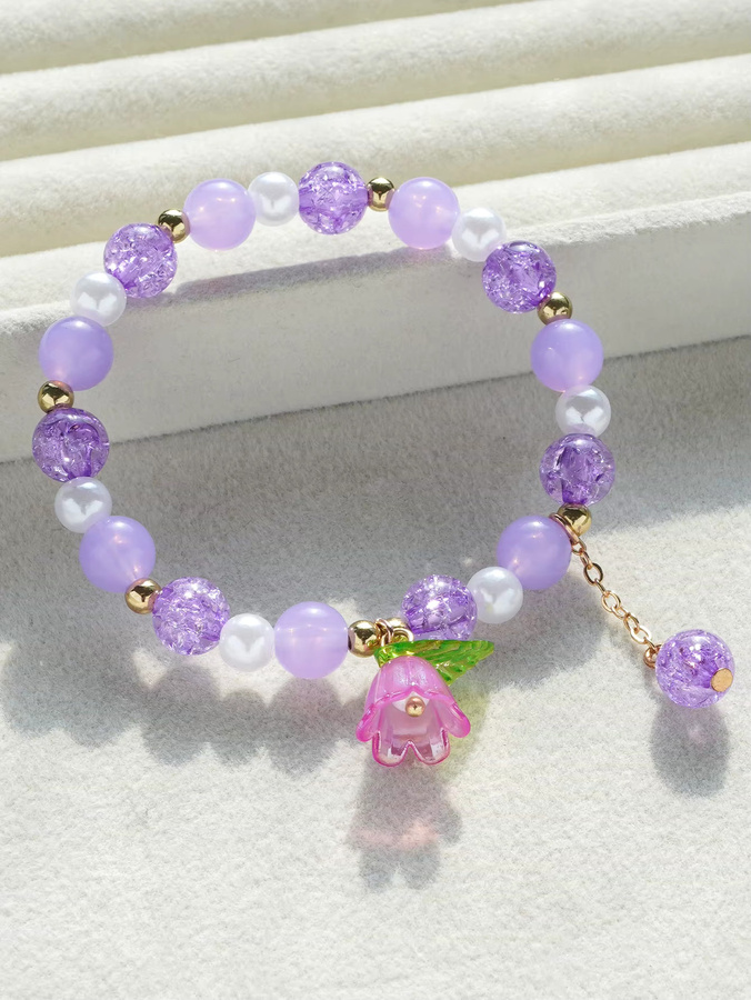 qpeach Armband-Set, Bunte Perlen, Blumenanhänger, Kinder - Bild 1