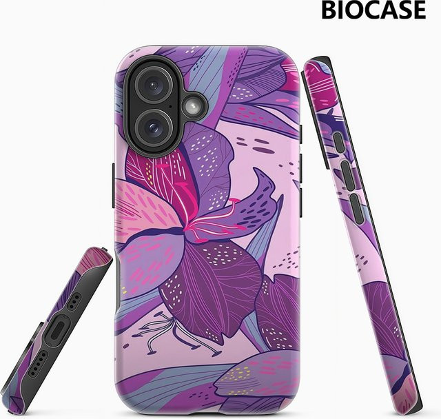 Handyhülle Floral Fantasy in Lila und Pink für Apple iPhone 17 16 15 14 13 12 11 Pro Max Plus mit doppelschichtiger Rückseite - Bild 1