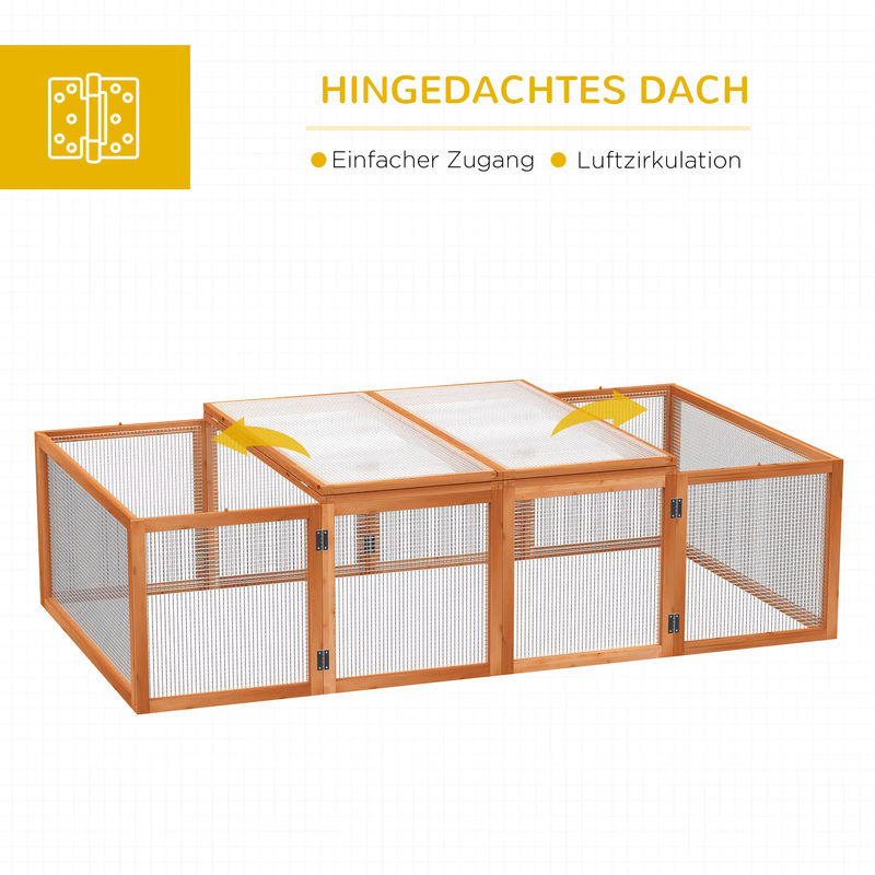 PawHut Freilaufgehege aus Holz in Grau und Natur mit Doppeltür, B/T/H: 181 x 100 x 48 cm - Bild 3