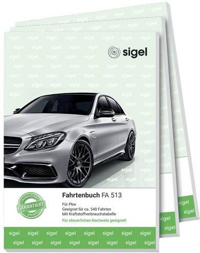 Sigel Fahrtenbuch DIN A5 in Grün und Weiß, 3er Set mit 64 Blättern - Bild 1