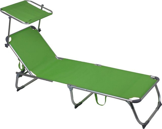 Garden Pleasure Sonnenliege Kiso mit Sonnen canopy aus Textilene und Aluminium in Silber-Grün, H x B x T: 30 x 61 x 188 cm