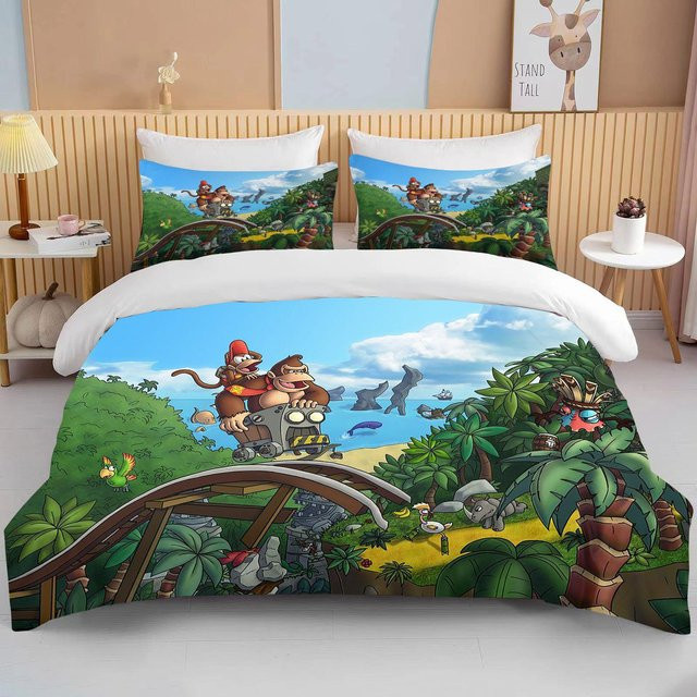 Donkey Kong Bettwäsche Set mit Cartoon Affe für Kinder, mehrfarbig, B/H: 135 x 200 cm - Bild 1