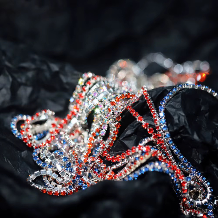 AGCFABS Halskette, Silber, Glas Strass, 1 Meter - Bild 2