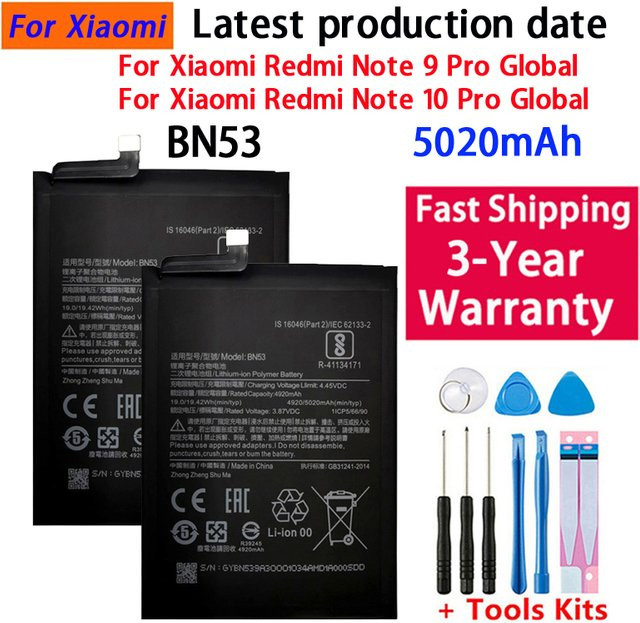 Xiaomi BN53 Ersatzakku 5020mAh für Redmi Note 10 Pro und Redmi Note 9 Pro in Schwarz - Bild 1