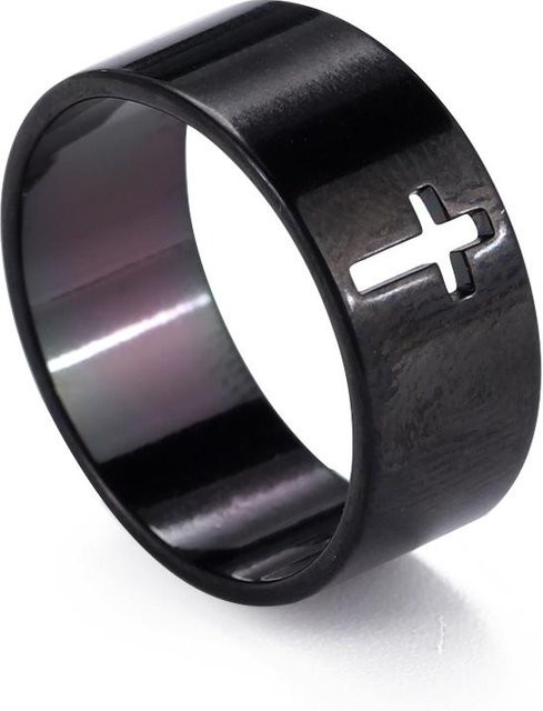 Kreuzringe Edelstahl, Schwarz, Unisex - Bild 1