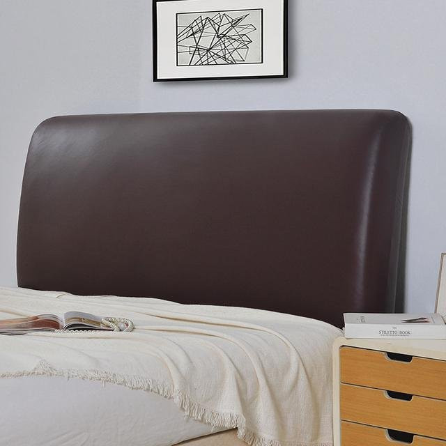 Wasserdichter Kopfteilbezug aus Kunstleder von Your Warm Home in Kaffeebraun, elastisch und staubdicht, Breite: 150 cm, Höhe: 75 cm - Bild 1