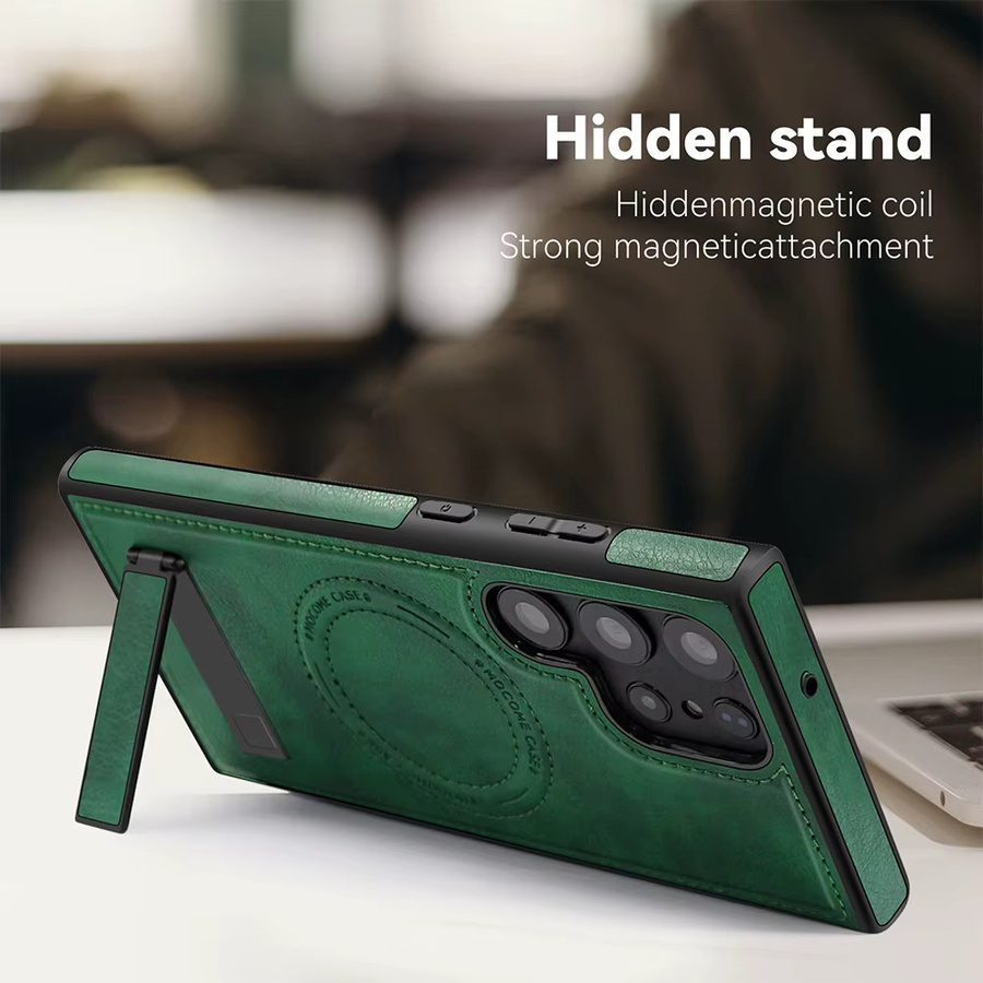 LICOERS Leder Hülle mit Standhalterung und MagSafe für Samsung Galaxy S26 Ultra, S26 Plus und S26 in Blau oder Grün - Bild 3