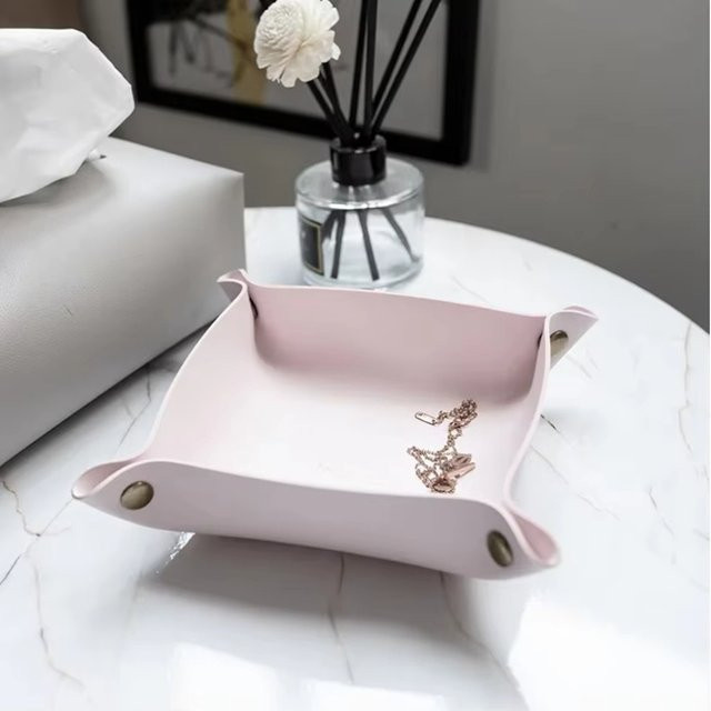 Untior Aufbewahrungsbox aus PVC-Leder in Lila für Schmuck und Kosmetik auf dem Schreibtisch - Bild 1