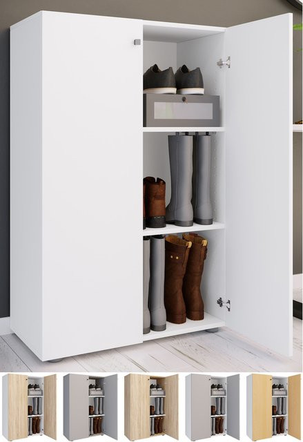 VCM Lona Schuhschrank aus Holz mit zwei Drehtüren und verstellbaren Fachböden, B/T/H: 110 x 39 x 70 cm - Bild 1