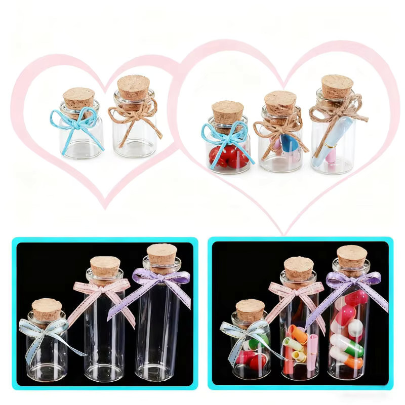 10 Stück Mini-Wunschflaschen aus Glas in Transparent, 0,5–5 ml für DIY-Handwerk, Hochzeit und Geburtstag - Bild 2