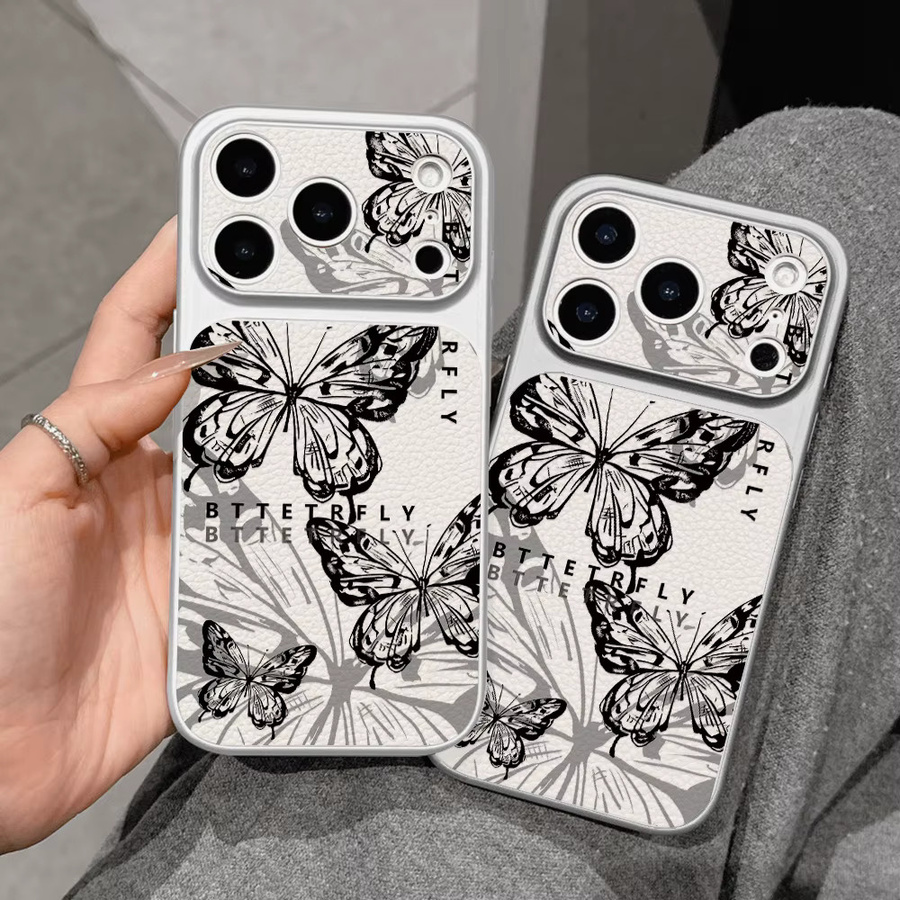 Stoßfeste Kunstfell-Handyhülle mit Schmetterlingsdruck für Apple iPhone 17 Air 16 15 14 13 12 11 Pro Max in Multicolour mit mattem Finish - Bild 2