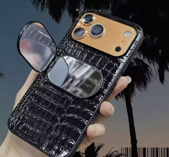 Luxuriöse Handyhülle mit Krokodilmuster für Apple iPhone 17 16 15 14 13 12 11 Pro Max in Schwarz - Bild 1