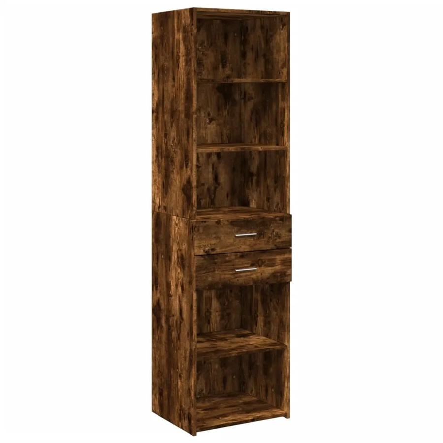 vidaXL Highboard in Räuchereiche, moderner Schrank für das Wohnzimmer, Farbe Braun, B/T/H: 50 x 42,5 x 185 cm - Bild 2
