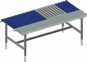 Rocholz Rollenbahntisch SYSTEM 2000 mit Arbeitsfläche und eichfähiger Waage aus Edelstahl, Blau, B/T/H: 195,5 x 92,0 x 69,0-96,0 cm - Bild 1