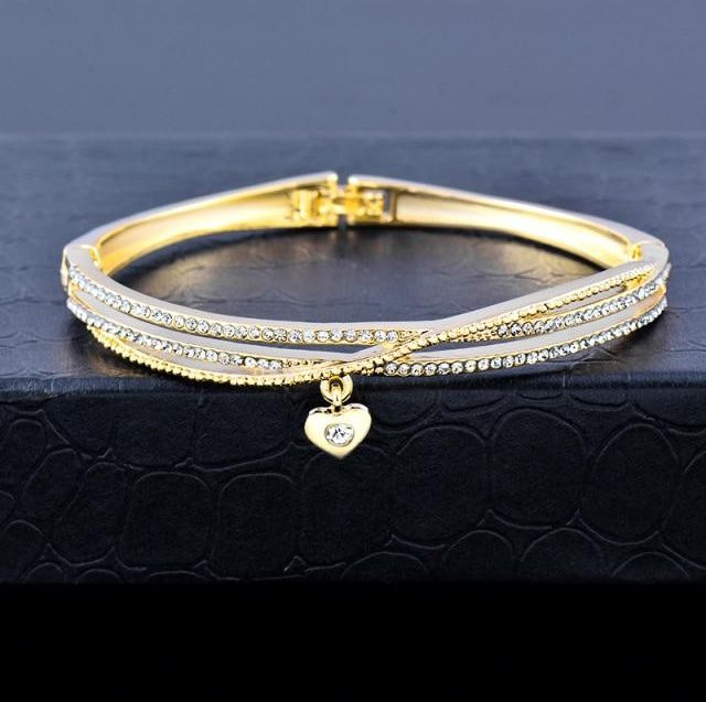 Armband, Liebesanhänger 3 Schichten, Bicolor, Zirkonia, Damen - Bild 1