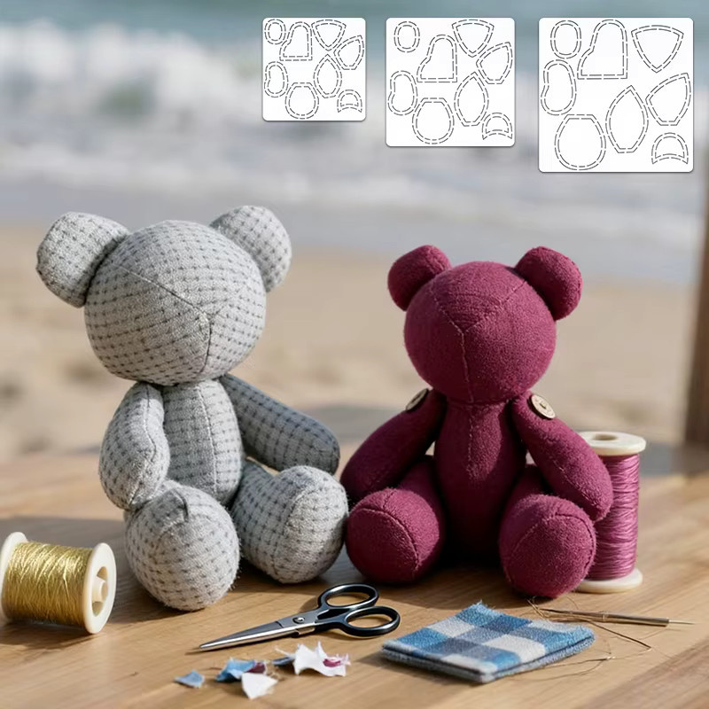YOMDID Handgemachte DIY Quilt Vorlage mit Bären Design für Näharbeiten und Stoffhandwerk, Breite: 30,0 cm - Bild 2