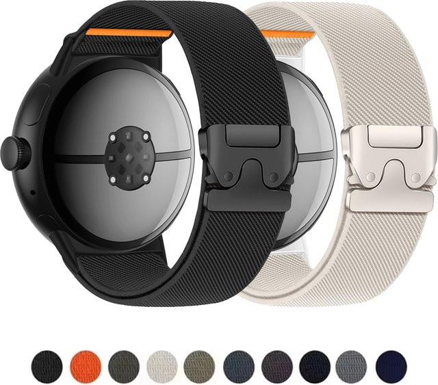 I LOVE LUO Uhrenarmband Nylon, Schwarz, Google Pixel Watch 3 2 1 41mm 45mm - Bild 1