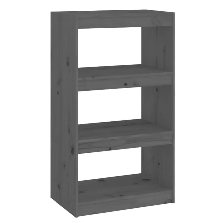 vidaXL Bücherregal und Raumteiler aus Massivholz Kiefer in Grau, B/T/H: 60 x 30 x 103,5 cm - Bild 2