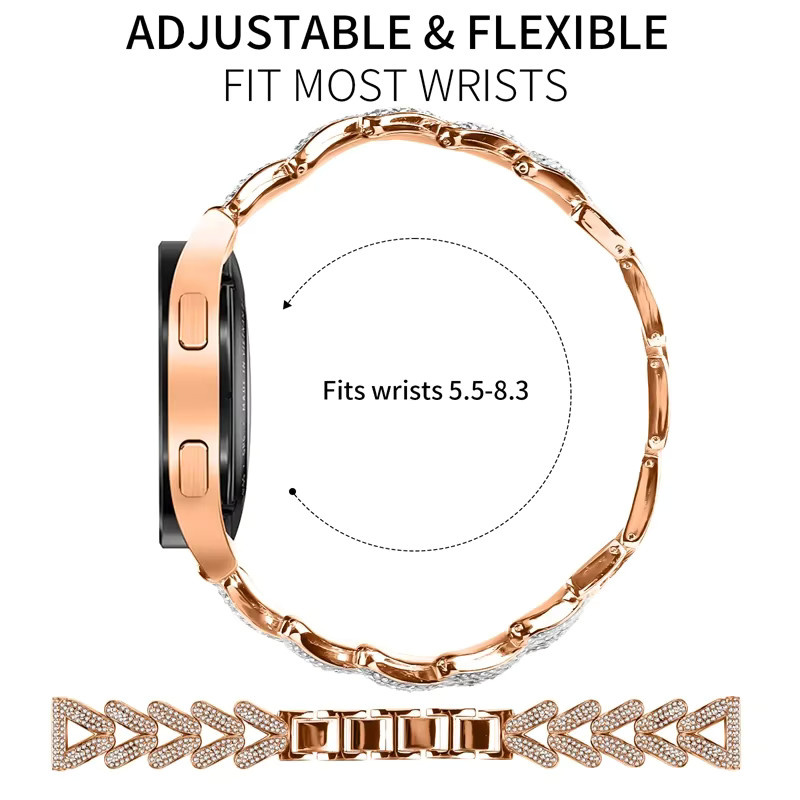 Uhrenarmband Edelstahl, Diamant, Zirkonia, Roségold, Unisex - Bild 3