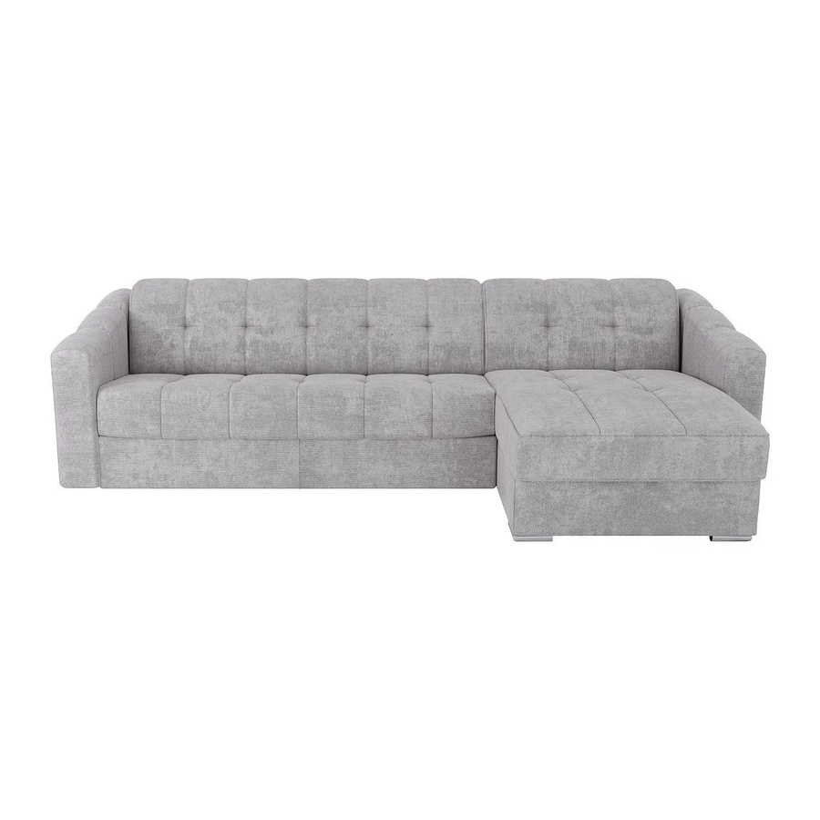 Vente-unique Schlafsofa Darielo L-Form in Hellgrau mit Ausziehfunktion und Stoffbezug, Breite: 275 cm, Tiefe: 152 cm, Höhe: 85 cm - Bild 2