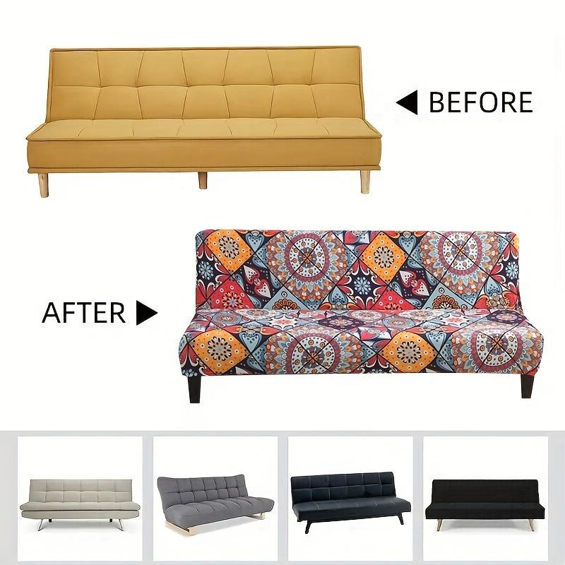 Lanmolife Ärmellose Futon-Sofa-Betthülle aus Spandex mit Grafikprint, Waschbare Stretch-Abdeckung für Klappsofas, Multicolour, Größe M (155-185 cm) - Bild 2