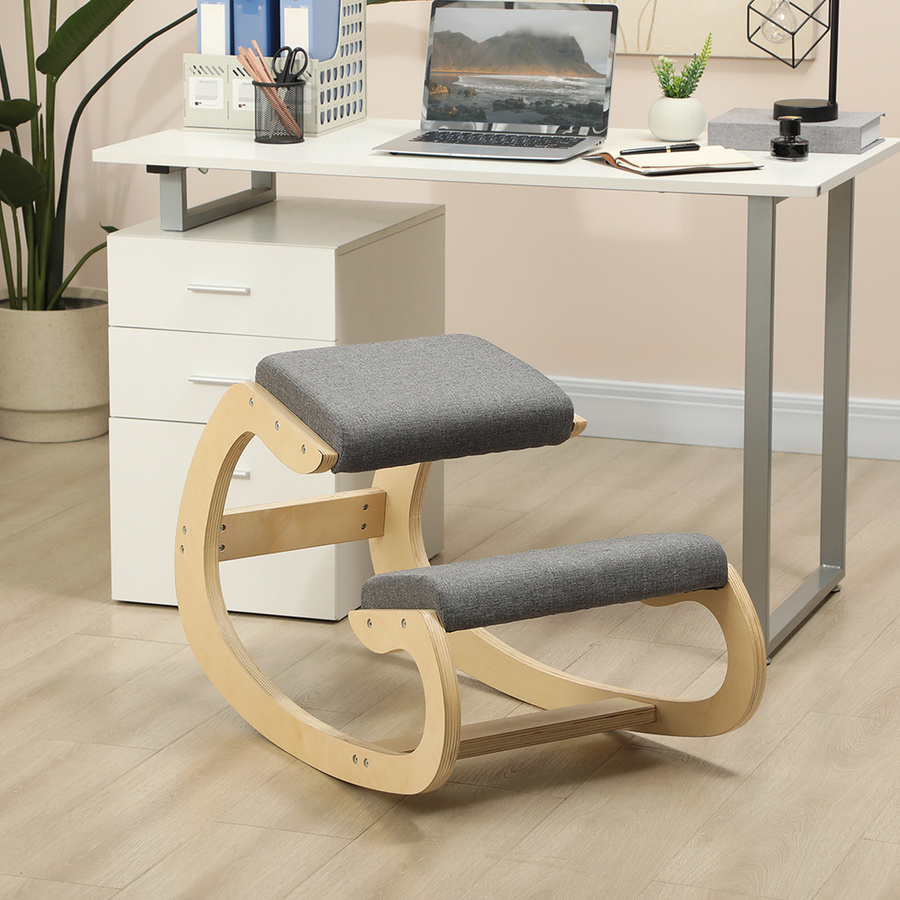 HOMCOM Ergonomischer Kniehocker in Grau als schaukelnder Kniestuhl für dein Homeoffice zur Verbesserung der Körperhaltung - Bild 2